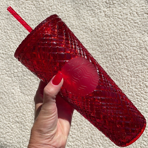 Starbucks Other - NEW Starbucks Venti Red Jewel Studded Holiday 2021 Cold Cup Tumbler